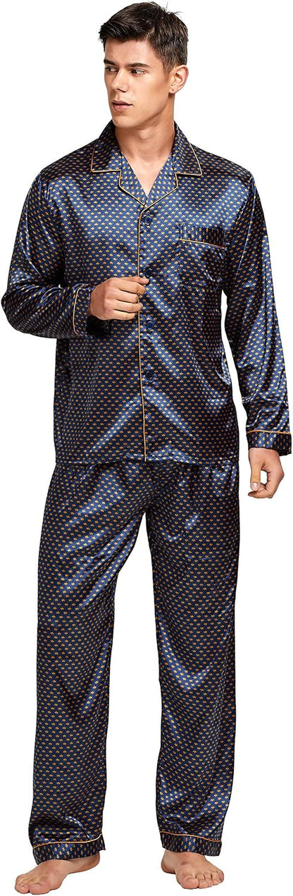 TONY & CANDICE Men's Classic Satin Pajama Set Sleepwear