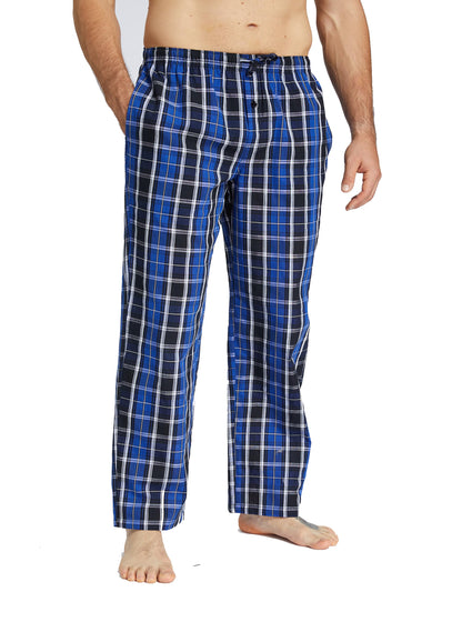 Jveyvth Mens Pajama Pants 100% Cotton Plaid Sleep & Lounge Pants, PJ Bottoms with Pockets and Button Fly