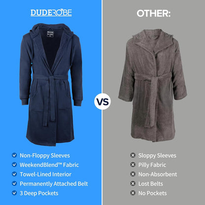 DudeRobe Men's Robe – Hooded TERRY Bath Robe for Men with Pockets | Soft, Comfy Men’s Bathrobe from Shark Tank