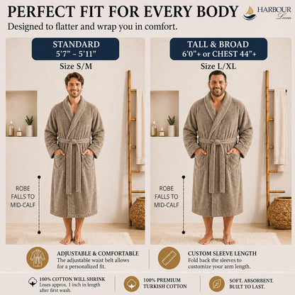 Men's Turkish Cotton Terry Bathrobe, Shawl Collar