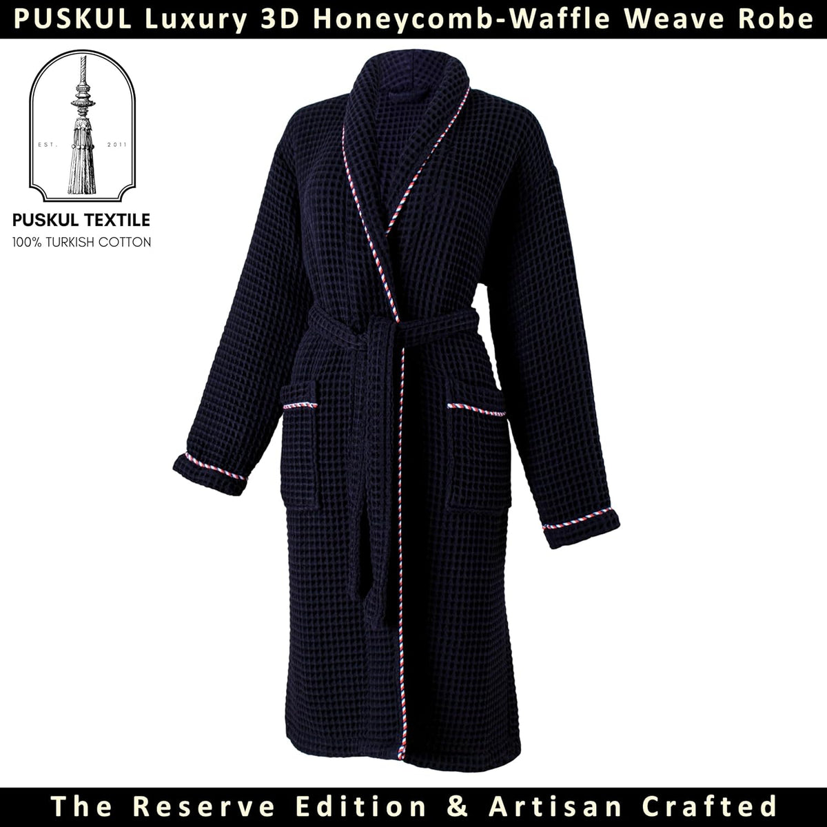 PÜSKÜL Natural 100% Turkish Cotton Luxury Waffle Robe for Women & Men