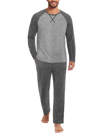 Ekouaer Mens Pajama Set Long Sleeve PJs Lightweight Sleepwear with Pockets