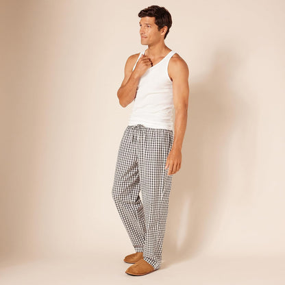 Amazon Essentials Men's Cotton Poplin Straight-Fit Pajama Pants with Pockets, Elastic Waist, Drawstring