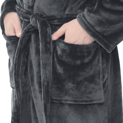 Yurhap Mens Fleece Robe, Soft Plush Robe for Men, Fluffy Bathrobe with Belt