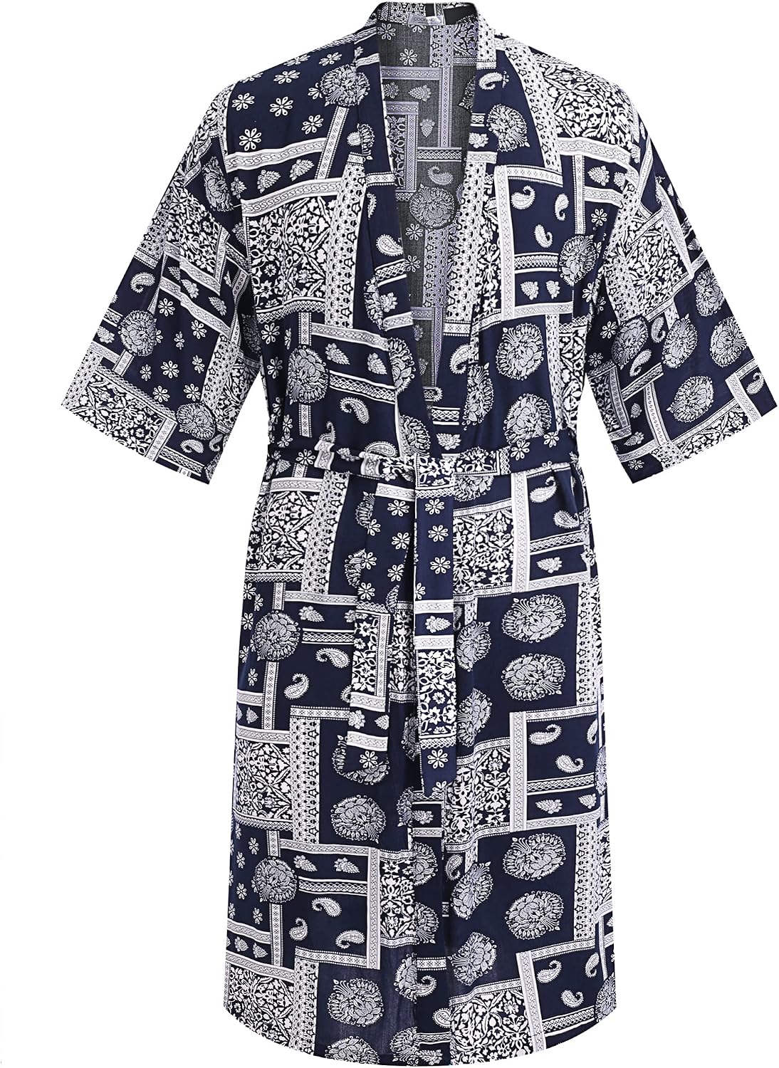 COOFANDY Men's Lightweight Kimono Robe Japanese Bathrobes Open Front Long Cardigan Cloak with Belt