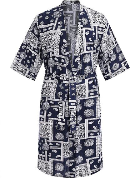 COOFANDY Men's Lightweight Kimono Robe Japanese Bathrobes Open Front Long Cardigan Cloak with Belt
