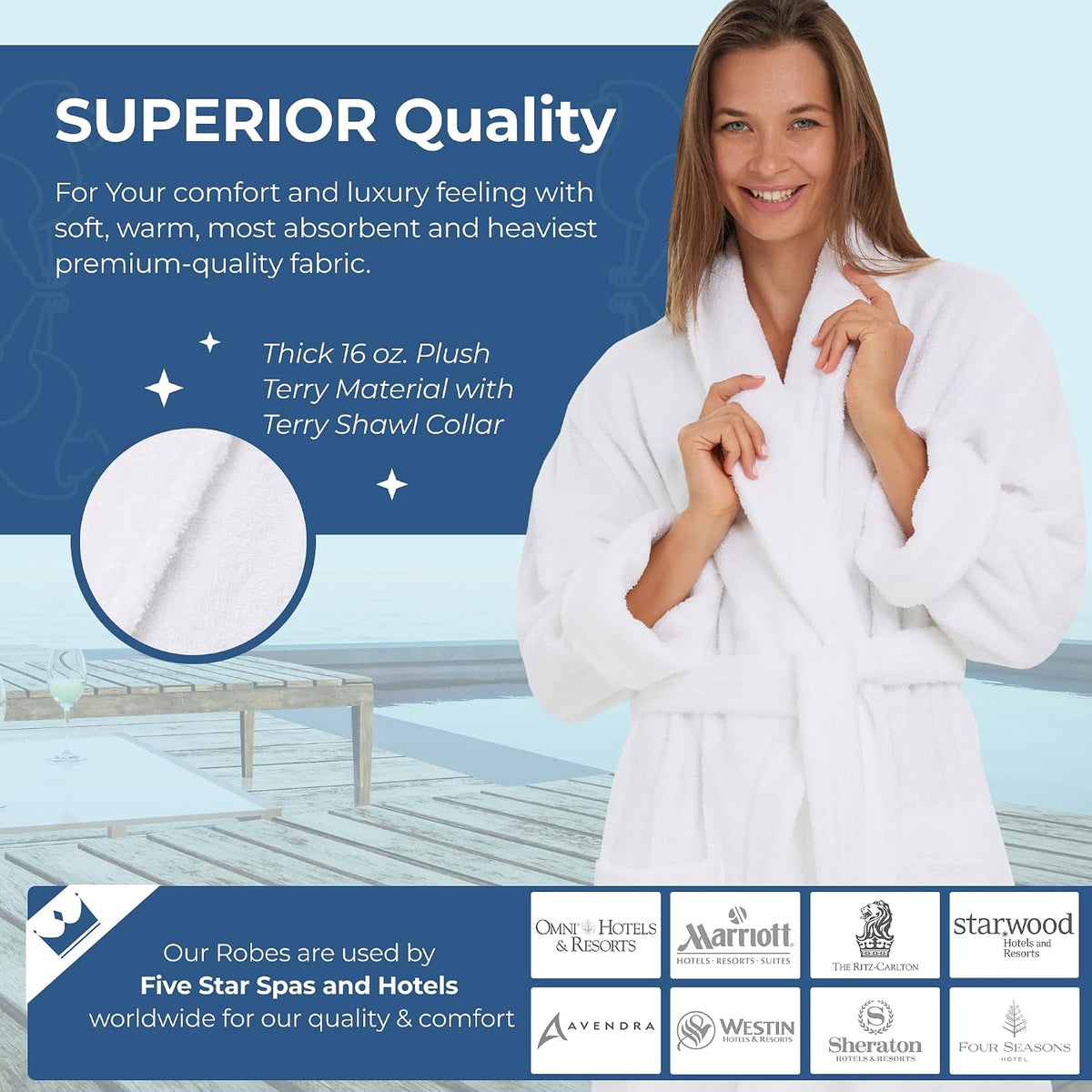Monarch Terry Shawl Collar Unisex Bathrobe