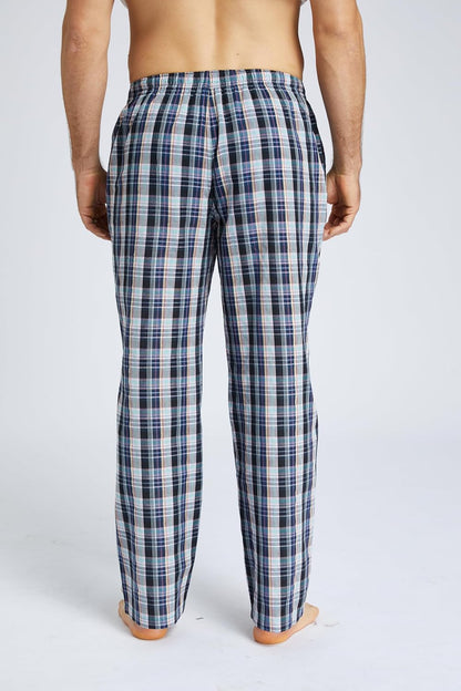 Jveyvth Mens Pajama Pants 100% Cotton Plaid Sleep & Lounge Pants, PJ Bottoms with Pockets and Button Fly