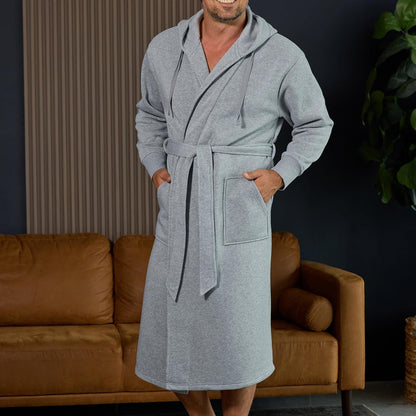 Alexander Del Rossa Men's Long Sleeve Hooded Sweatshirt Robe, Mens Bathrobe