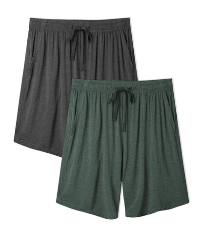 DAVID ARCHY Cloud-Soft Mens Pajama Shorts, 2 Pack Sleep Shorts