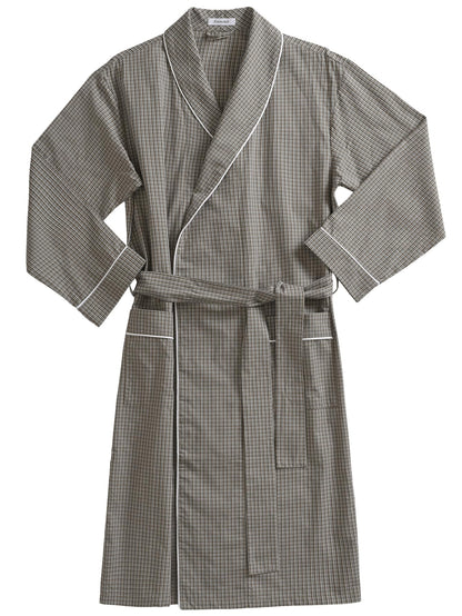 Men's Cotton Plaid Robe Lightweight Bathrobe with Pockets