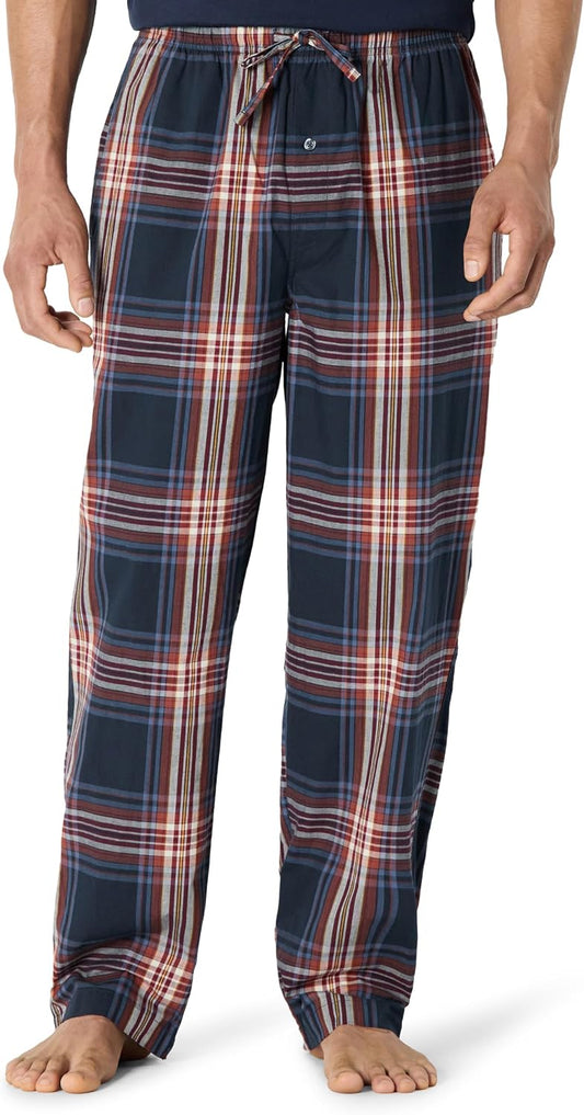 Amazon Essentials Men's Cotton Poplin Straight-Fit Pajama Pants with Pockets, Elastic Waist, Drawstring