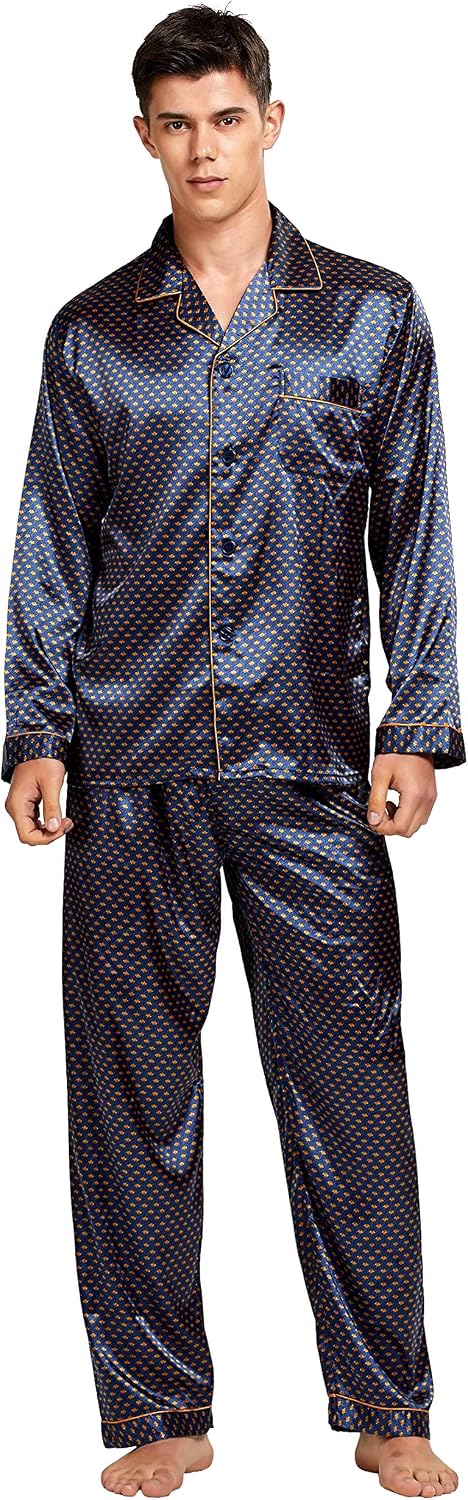 TONY & CANDICE Men's Classic Satin Pajama Set Sleepwear