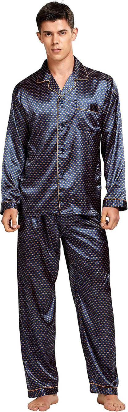 TONY & CANDICE Men's Classic Satin Pajama Set Sleepwear