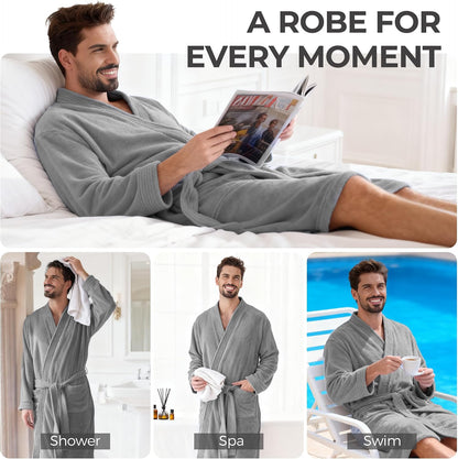 PJGGZ Towel Robe for Men - Ultra-Absorbent Soft Quick Dry Towel Bathrobe Kimono for Shower, Spa & Hotel
