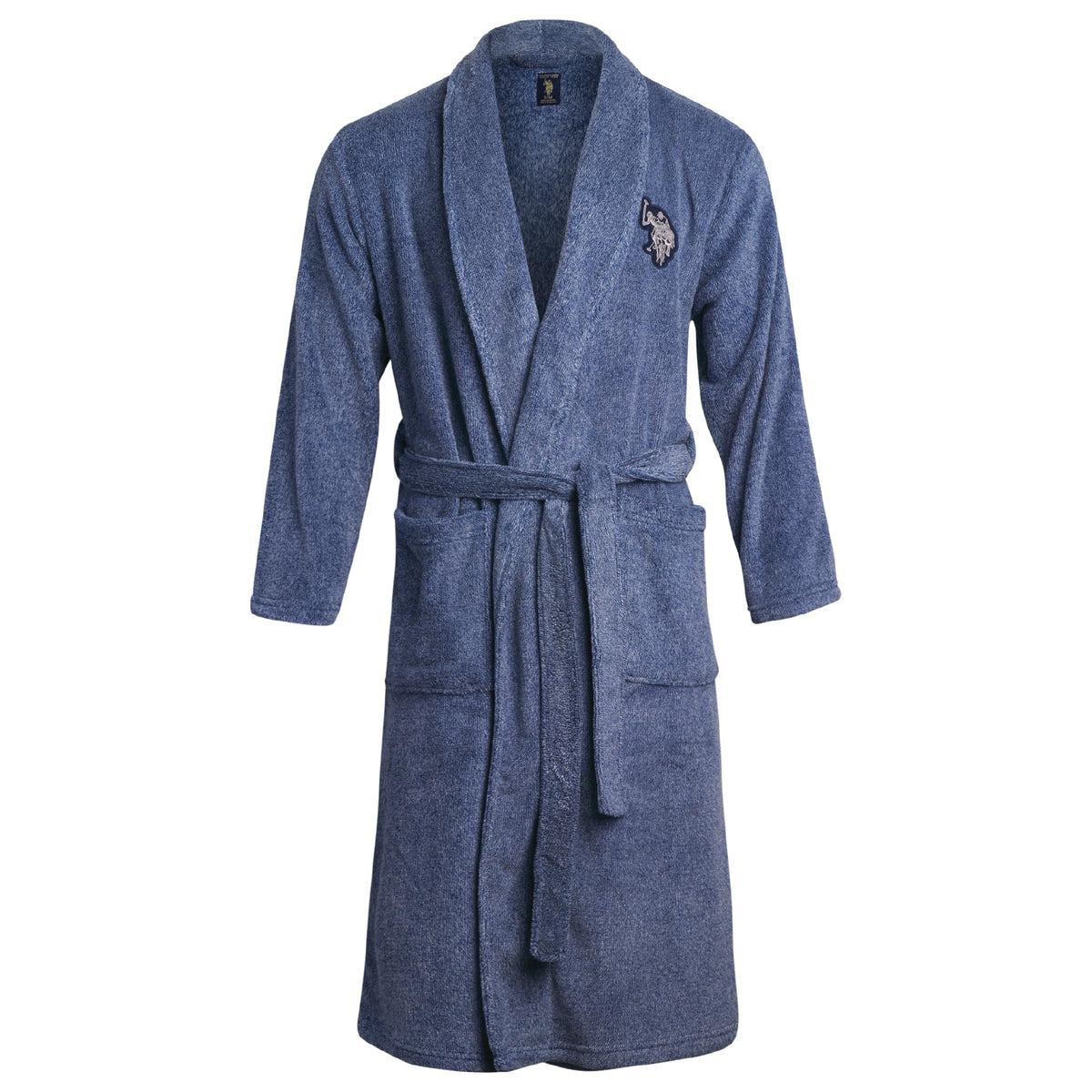 U.S. POLO ASSN. Mens Plush Fleece Bath Robe Shawl Collar with Pockets