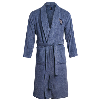 U.S. POLO ASSN. Mens Plush Fleece Bath Robe Shawl Collar with Pockets