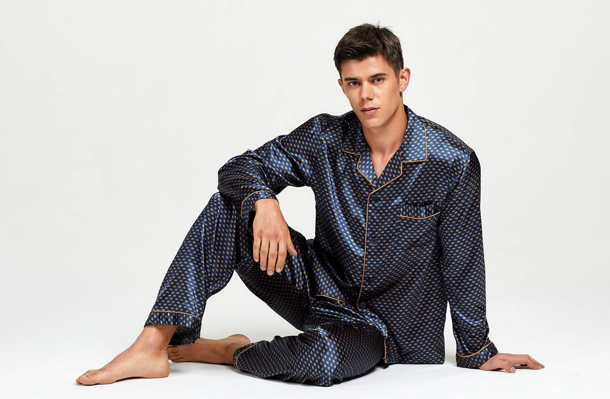 TONY & CANDICE Men's Classic Satin Pajama Set Sleepwear