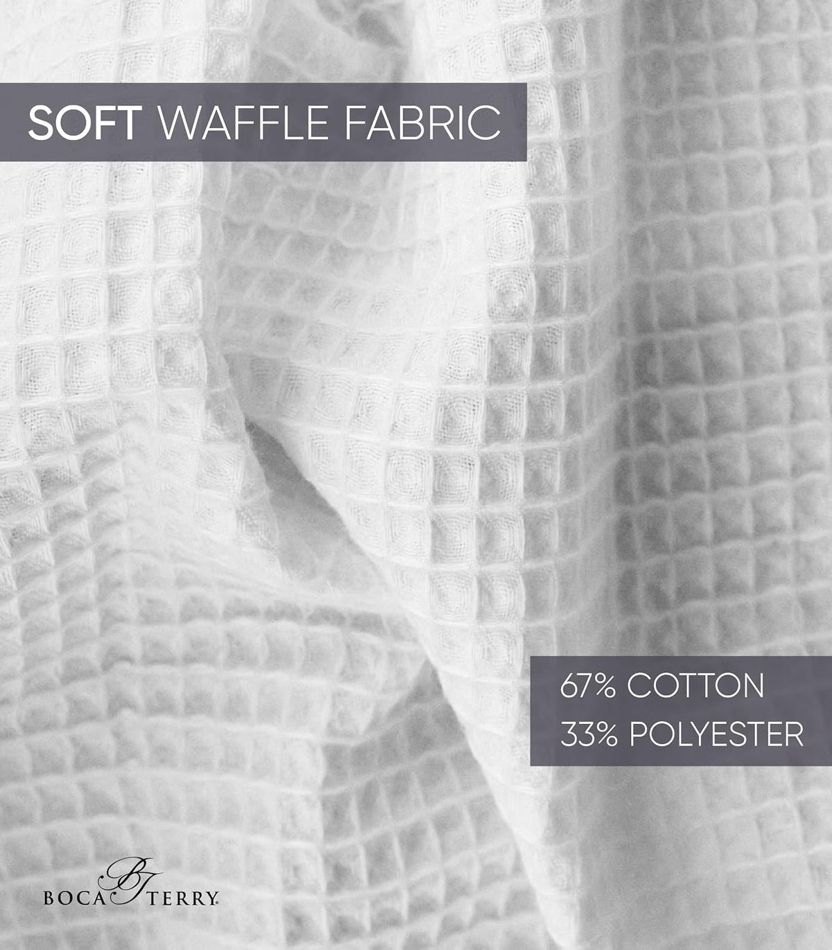 Men's Waffle Robe by BOCA TERRY, Waffle Knit Spa Robe, Long Lightweight Cotton Kimono Hotel Bathrobe