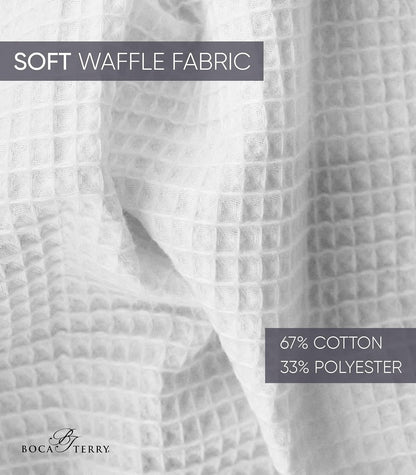 Men's Waffle Robe by BOCA TERRY, Waffle Knit Spa Robe, Long Lightweight Cotton Kimono Hotel Bathrobe