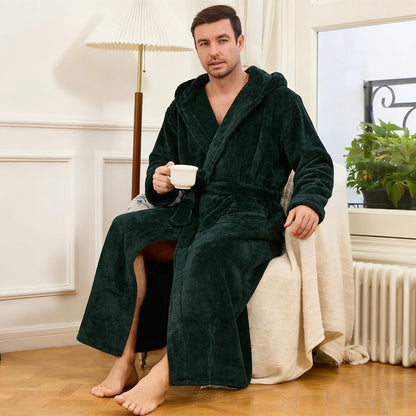 U2SKIIN Mens Robe with Hood, Full Length Thick Plush Big & Tall Bathrobe