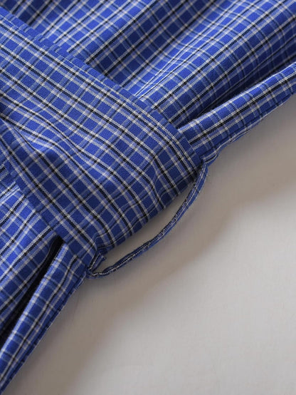 Men's Cotton Plaid Robe Lightweight Bathrobe with Pockets