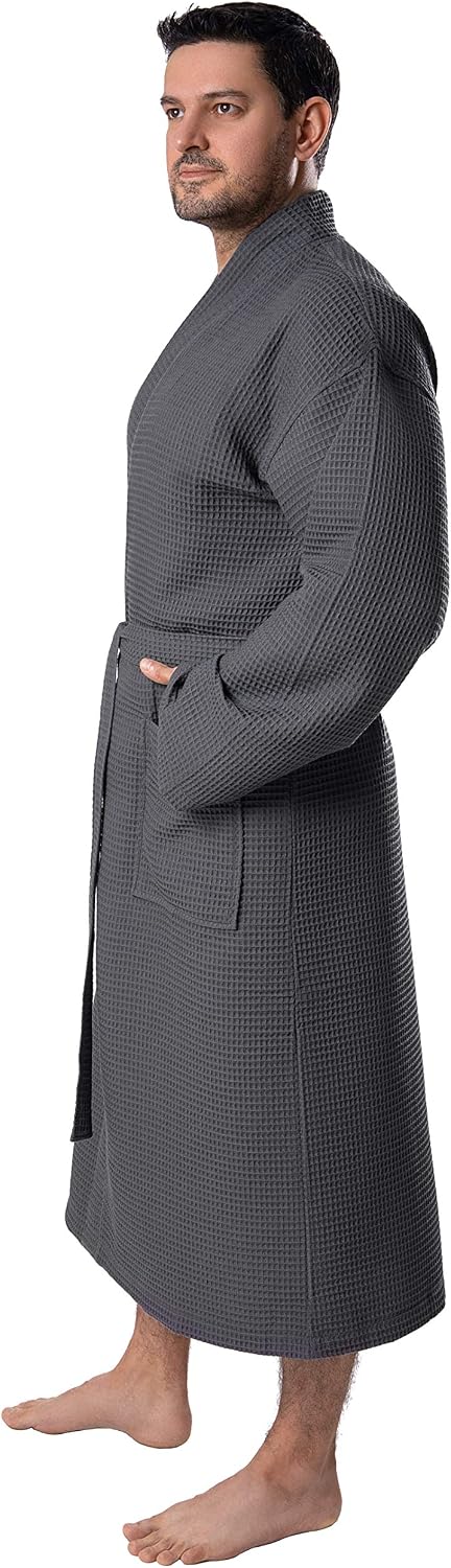 BAGNO MILANO 100% Turkish Cotton Waffle Men's Bathrobe, Soft Spa & Hotel