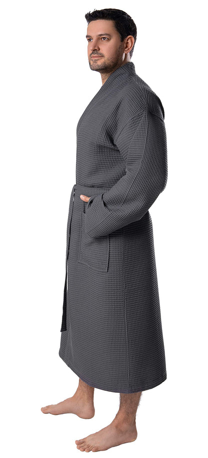 BAGNO MILANO 100% Turkish Cotton Waffle Men's Bathrobe, Soft Spa & Hotel