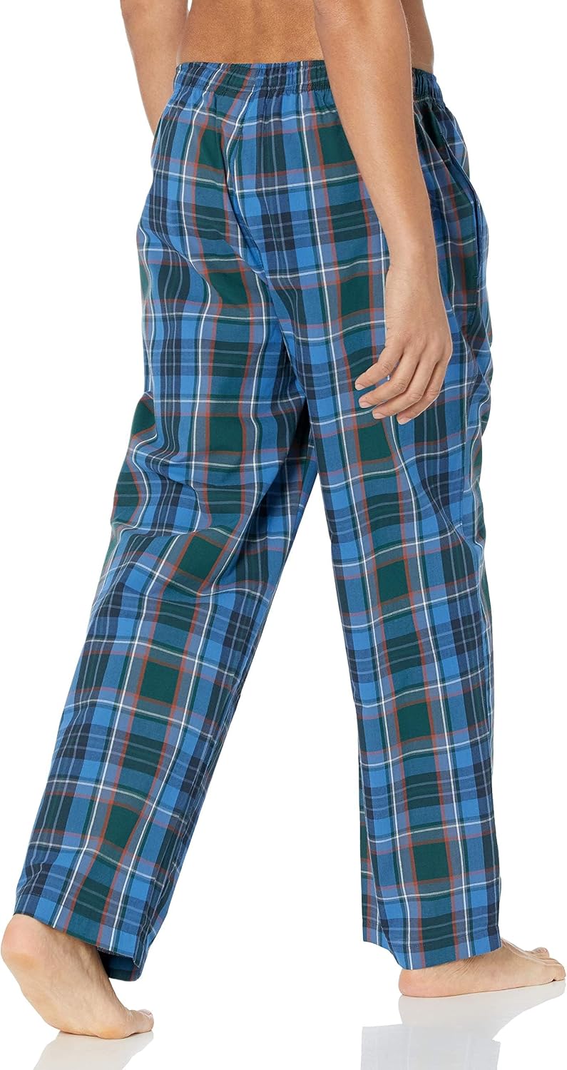 Amazon Essentials Men's Cotton Poplin Straight-Fit Pajama Pants with Pockets, Elastic Waist, Drawstring