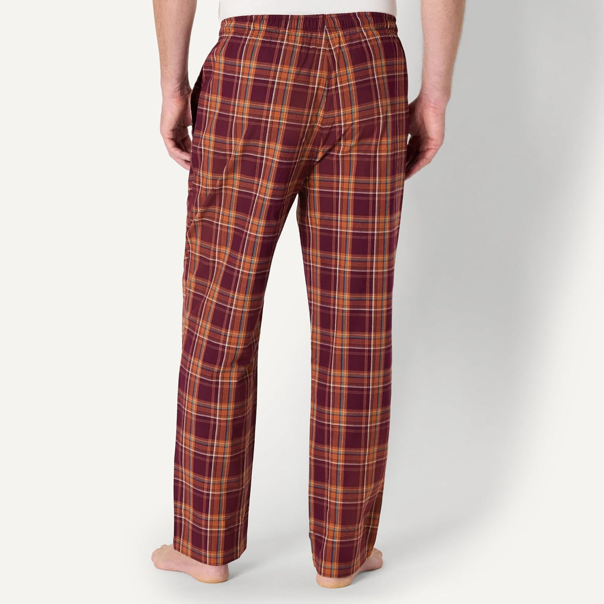 Amazon Essentials Men's Cotton Poplin Straight-Fit Pajama Pants with Pockets, Elastic Waist, Drawstring