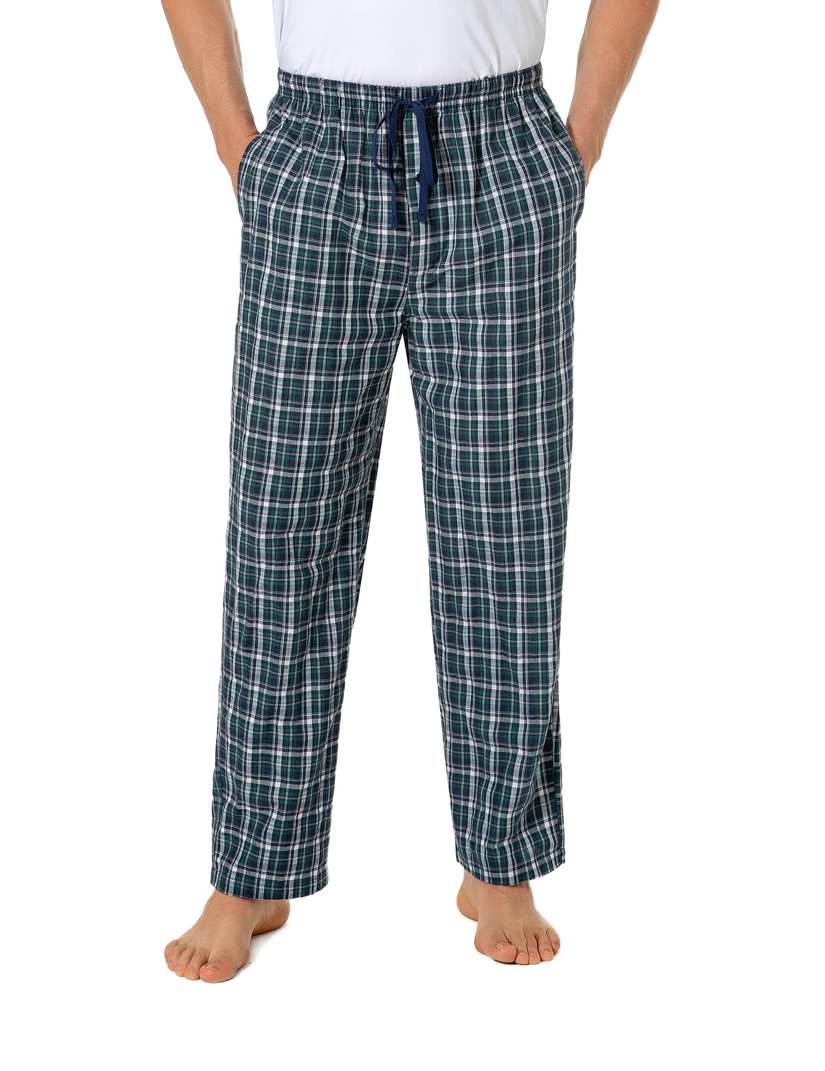 Jveyvth Mens Pajama Pants 100% Cotton Plaid Sleep & Lounge Pants, PJ Bottoms with Pockets and Button Fly