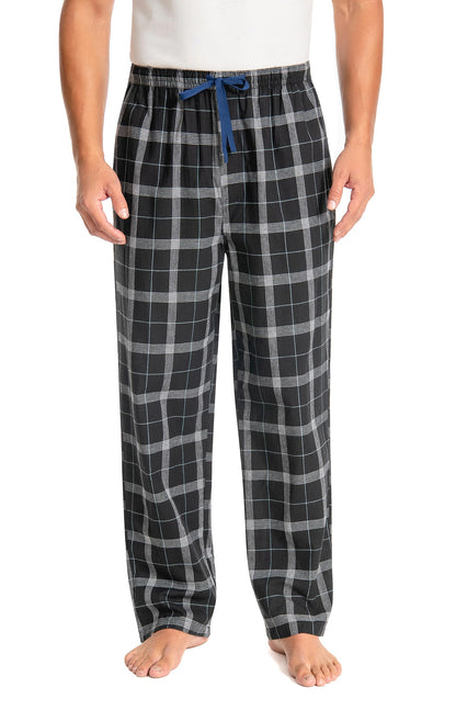 Jveyvth Mens Pajama Pants 100% Cotton Plaid Sleep & Lounge Pants, PJ Bottoms with Pockets and Button Fly