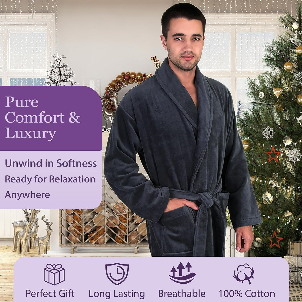 TowelSelections Men's Cotton Robe, Terry Cloth Luxury Spa Bathrobe