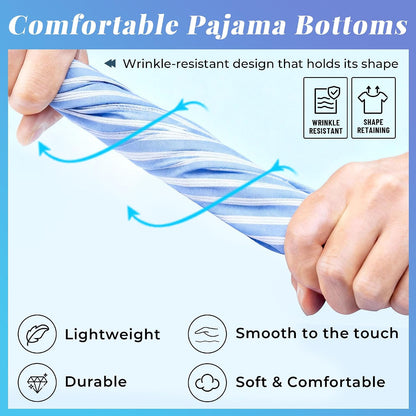 Vulcanodon Men Striped Pajama Pant Cozy Lightweight Lounge Pj Bottom