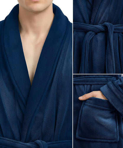 Luxury Ultra Soft Mens Robe Plush Fleece Long Bathrobe