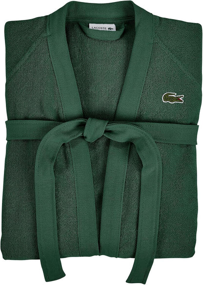 Lacoste Classic Pique Cotton Terry Bath Robe, Unisex, One Size,