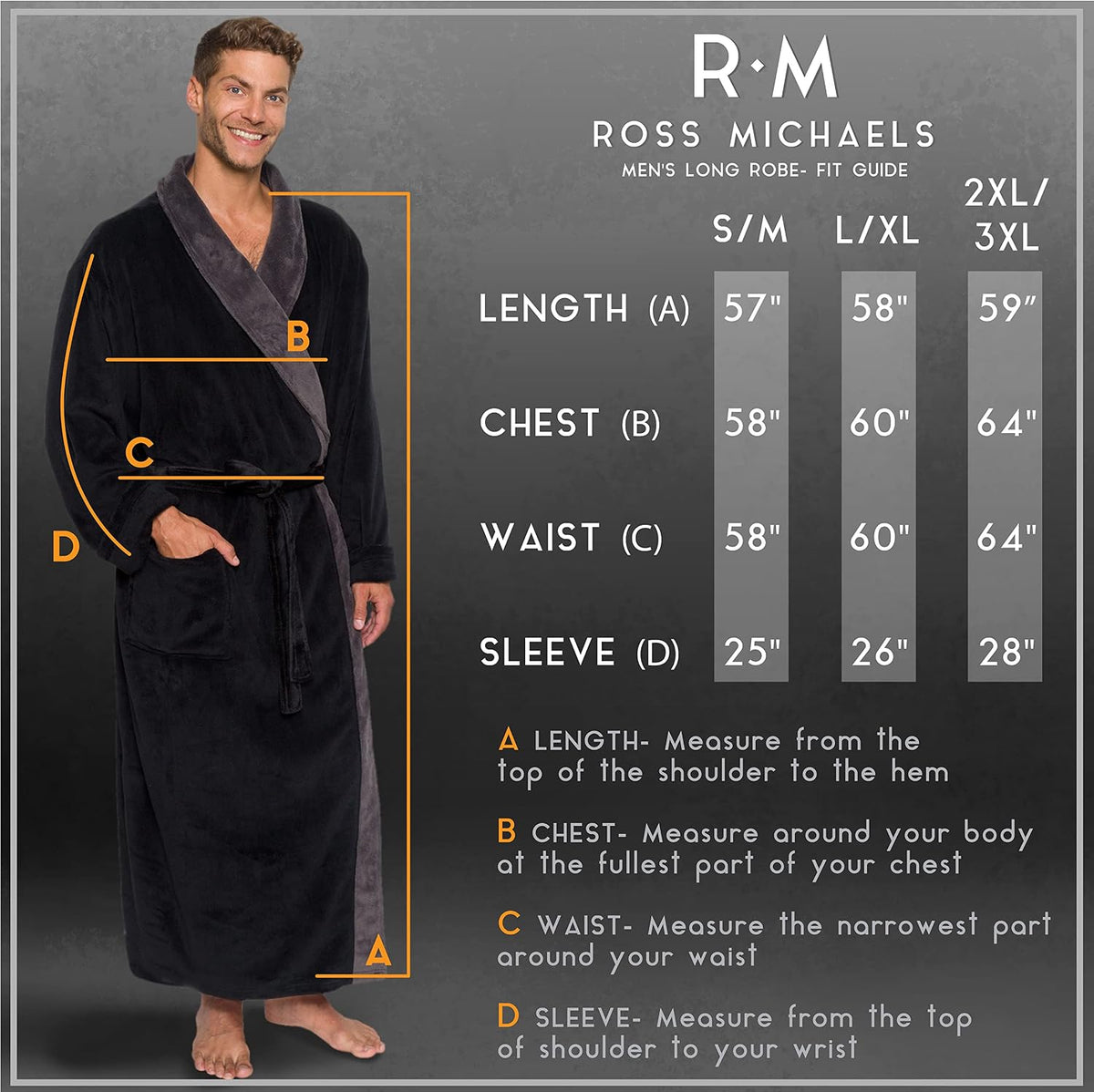 Ross Michaels Mens Robe Big & Tall - Long Plush Shawl Collar Fleece Bathrobe