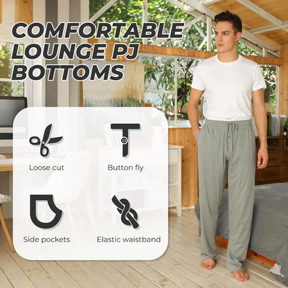 U2SKIIN 2 Pack Men Cotton Pajama Pants Soft Lightweight Pj Bottoms