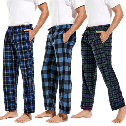 DG Hill 1Pack or 3Pack Mens PJ Pajama Pants Bottoms Fleece Lounge Pants Sleepwear Plaid PJs with Pockets Microfleece