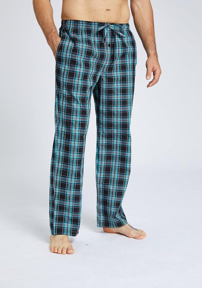 JupiterSecret Mens Pajama Pants Set Cotton Lightweight Plaid Sleep & Lounge 3-Pack PJ Bottoms with Pockets and Button Fly