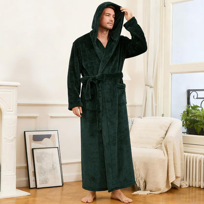 U2SKIIN Mens Robe with Hood, Full Length Thick Plush Big & Tall Bathrobe