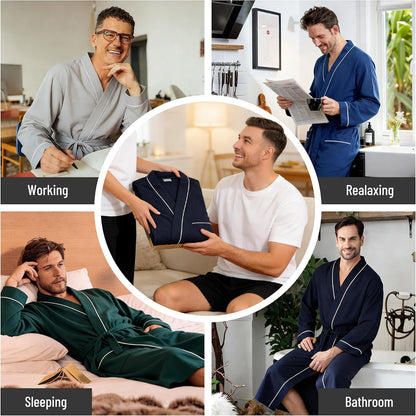 U2SKIIN Mens 100% Cotton Cozy Robe, Ultra Soft Lightweight Bathrobe for Men