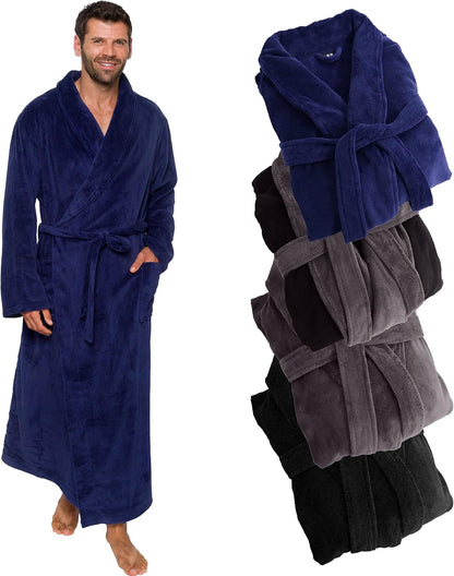 Ross Michaels Mens Robe Big & Tall - Long Plush Shawl Collar Fleece Bathrobe