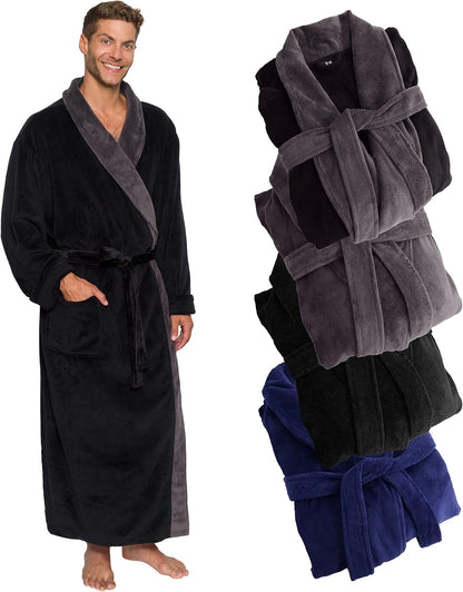 Ross Michaels Mens Robe Big & Tall - Long Plush Shawl Collar Fleece Bathrobe