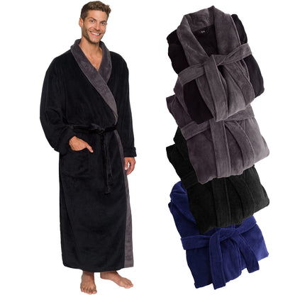 Ross Michaels Mens Robe Big & Tall - Long Plush Shawl Collar Fleece Bathrobe