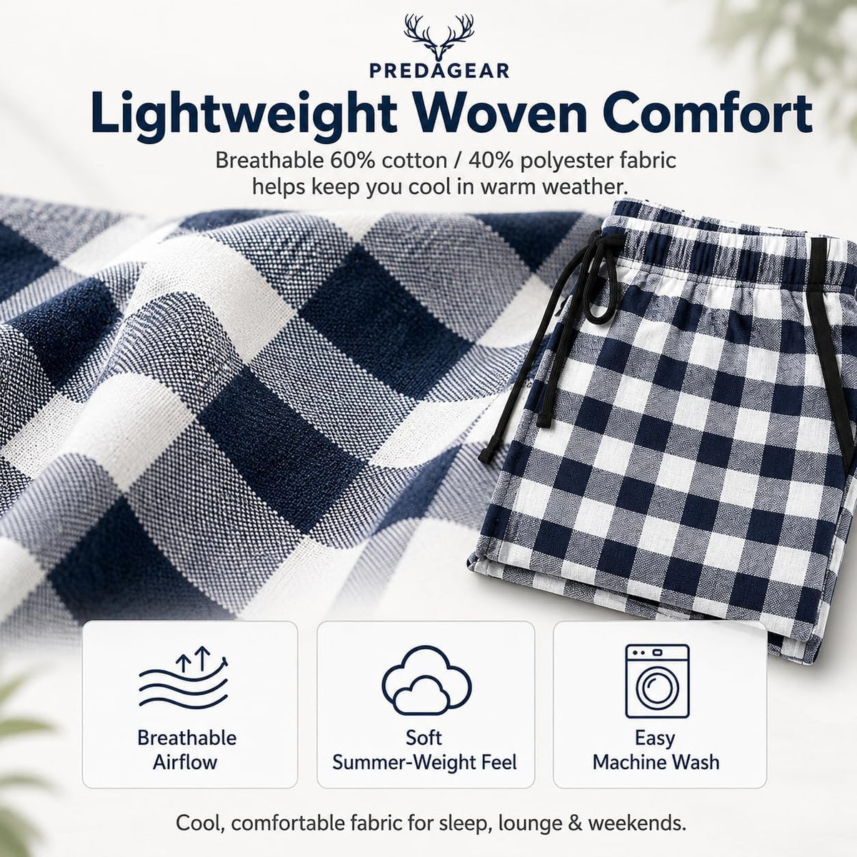 Mens Pajama Pants 3-Pack Ultra-Soft Cotton Sleep & Lounge Bottoms with Pockets Elastic Waist