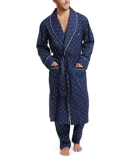 Nautica Men's Long Sleeve Lightweight Cotton Woven Robe