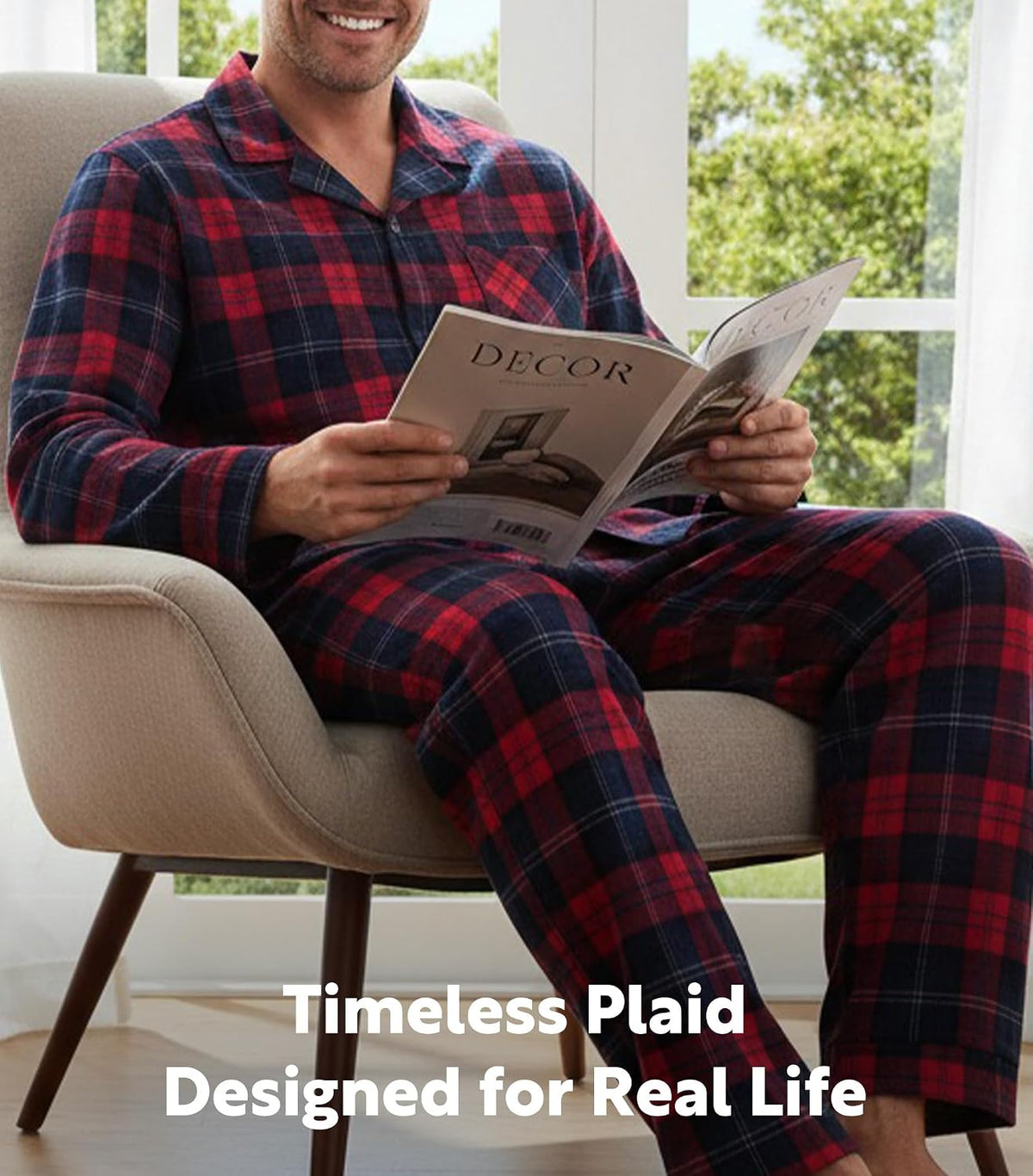 DAVID ARCHY Mens Pajamas Set Flannel Pjs Sets Cotton Pajamas for Men
