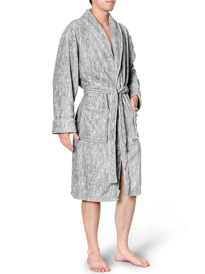 PAVILIA Mens Fleece Robe, Warm Bathrobe with Shawl Collar, Pockets & Belt