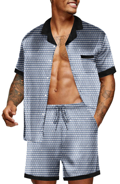 Ekouaer Men Silk Pajamas Set 2 Pieces Satin Pj Button Down Loungewear Sets